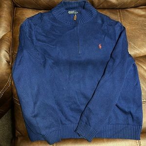 Blue zip up Polo sweater